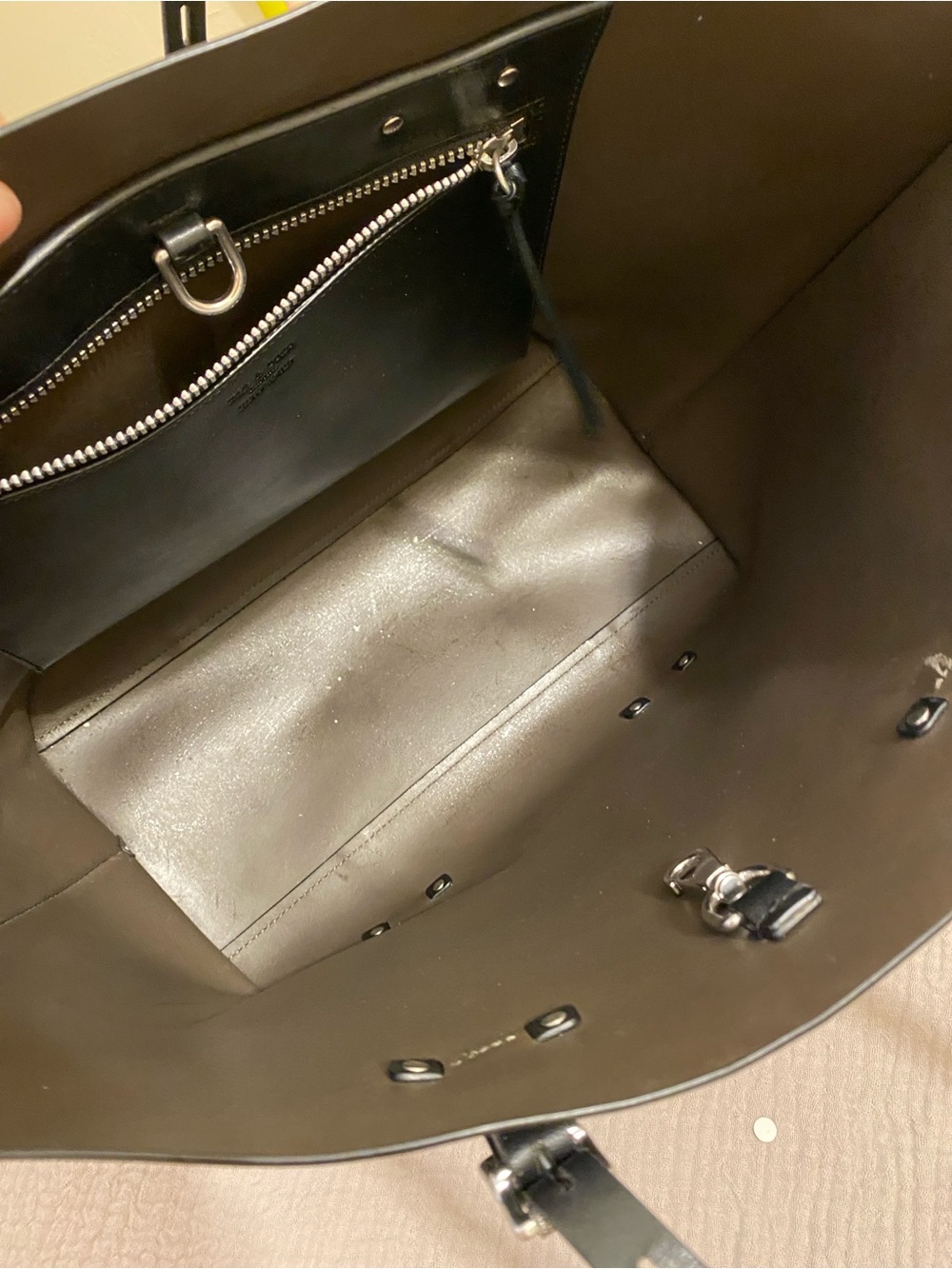 Black Leather Tote Bag with Adjustable Straps - Picture 9 of 15